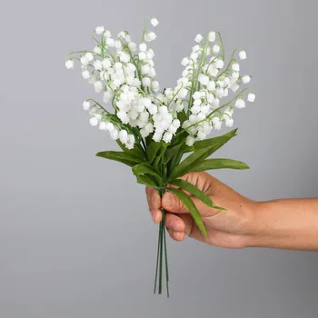 10 Pcs Único Ramo Campanula de Flores de Plástico Decoração de Casa Flores Artificiais Noiva Buquê Planta acessórios