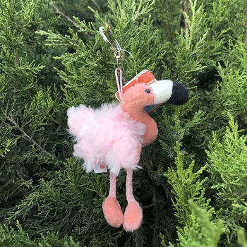 10cm Mulheres Saco cor-de-Rosa Flamingo Chave Anel de Cadeia Agradável Bolsa Keychain do Titular da Chave Charme Bolsa de Carro Pingente de Acessórios de Presente