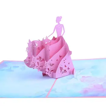 10pcs Princesa Noiva Artesanais Origami 3D Pop-UP de cartões de Saudação Convite Para o Casamento, de Aniversário, de Natal Festa de Recordações