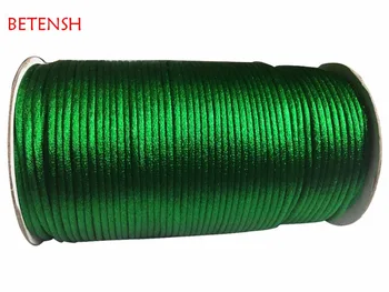 120m/rolo Verde Rattail de Cetim, fio de Nylon + 3mm Acessórios de Jóias Macramé Corda Beading Pulseira Nó Chinês Cadeias de caracteres