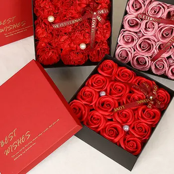 16PCS Artificial Perfumado Sabonete de Rosas Flores, Caixa de Presente para a Namorada, Esposa, Mulher Presente DIY Buquês de Festa Decoração de Casa