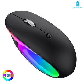 2.4 g BT Mouse sem Fio Recarregável Mouse Ergonômico RGB Mouse para Jogos para Computador Portátil iPad Oco Esculpida