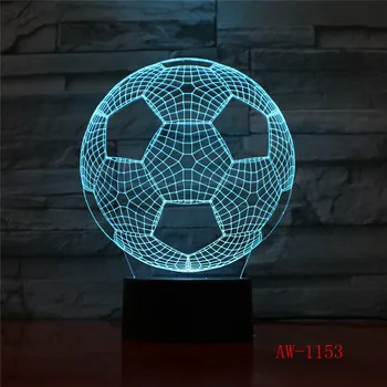 3D Elegante Lâmpada LED Touch Sensor em Forma de Futebol 3D, Noite, Luz de Futebol para os Fãs de Esportes o Melhor Presente de 7 Cores de Iluminação Lâmpada AW-1153