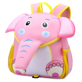 3D Pink Elephant Sacos de Escola para Meninas Designer de desenhos animados Animais Mochila Impermeável Crianças da Escola Mochilas mochila infantil