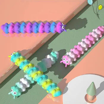3D Suave Caterpillar Sucção Fidget Brinquedos Push Pop Bolha de Lenta recuperação de Ventilação de Silicone Squeeze Mágica de Brinquedos para Crianças, Adultos Bonito Presentes