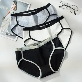 3Pcs/conjunto de Mulheres de Calcinha de Algodão de Moda e roupa interior Confortável para o sexo Feminino Respirável Meados de cintura Cuecas M-XL Cuecas