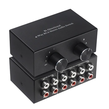 4 de Maneira Bi-Direcional RCA Estéreo Interruptor de 2 Em 4 ou 4 Em 2 Out L/R Canais de Som RCA Switcher Drop Shipping