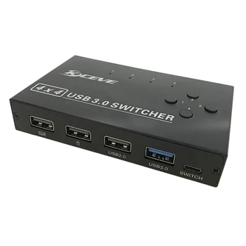 4-Porta USB3.0 Partidor Switch KVM USB Switcher Com Controlador de Compartilhamento do PC Divisor Para Teclado Mouse Impressora