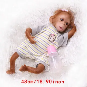 48cm Realista para a Boneca de Silicone Macio de Vinil Recém-nascidos Macaco Lifelik