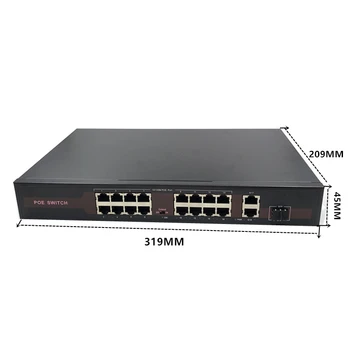 48V Ethernet POE switch com 16(100M)+2(1000M)+1SFP Porta IEEE 802.3 af/at Adequado para IP APcamera sistema câmera/Wireless