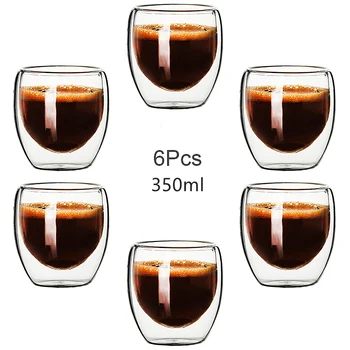 80-450ml de Parede Dupla Copo de Vidro Transparente Artesanal Resistentes ao Calor de Chá de Beber Copos de Cerveja de Copo Centígrados Xícara de Café Espresso