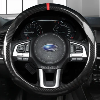 A Fibra de carbono+Couro 38CM Carro Volante Capa Anti-derrapante para Subaru Forester Legado XV BRZ WRX de Alta Qualidade Auto Acessórios