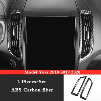 ABS com fibra de Carbono Carro médio saída de ar Decoração de Capa de Guarnição Adesivo de Carro estilo Acessórios De 2018 2019 2020 Para Ford Edge 2pcs