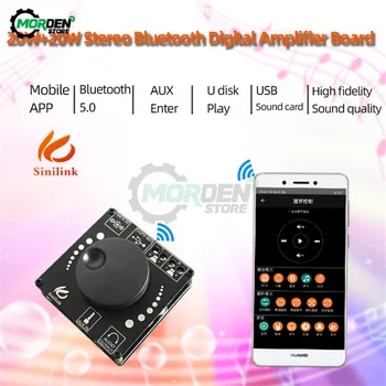 AP15H 20WX2 Bluetooth 5.0 Digital Amplificador de Potência de Áudio da Placa de som Estéreo AMPLIFICADOR Amplificador de 12V 24V AUX Placa de Som USB de Controle de APLICATIVO
