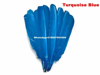 Atacado 50pcs de penas de ganso jubarte 25-35 cm/10-de 14 polegadas /Azul-Turquesa
