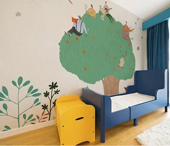 Bacaz mais Recentes 3d Resumo dos desenhos animados da apple foto da árvore Mural de Parede para Quarto de Crianças do jardim de Infância 8d Mural de papel de Parede Decoração Mural