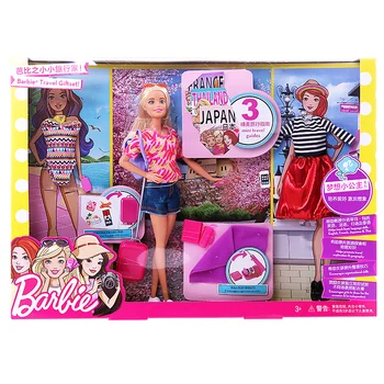 Barbie Dream Princess Série de Viagens Conjunto de oferta de Mini-Guias de Viagem Viajante Com Acessórios de Casa de Brinquedo de Boneca Meninas Dom FFB18