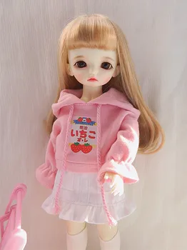 Bjd boneca cor-de-Rosa morango moletom com saia branca 1/6 30cm brinquedos de pano (Fit ,Azone,GELADO, JerryB, 1/6 Boneca Acessórios)073052