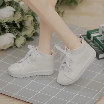 BJD Boneca Sapatos Branco Handmade Moda Pu Couro Casual Sapatos Para 1/3 Bjd Boneca Acessórios