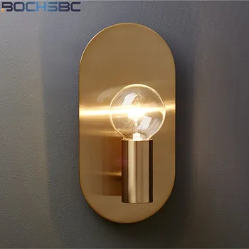 BOCHSBC Americano Simples de Cobre, Lâmpada de Parede LED Corredor Corredor Corredor de Parede de Quarto de Luz de Cabeceira Sala de Estudo Ouro Polido Luzes