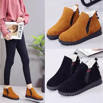 botas femininas 2020 moda quente inverno botas de mulheres do dedo do pé redondo pés das mulheres casuais sapatos de tamanho 35-40