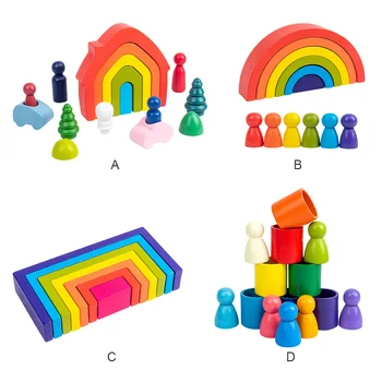 Brinquedo Artesanal Blocos de Construção do arco-íris em forma de Bebê Precoce, Educação Pré-escolar as Crianças Brinquedos de Formação para o Aniversário de Ano Novo