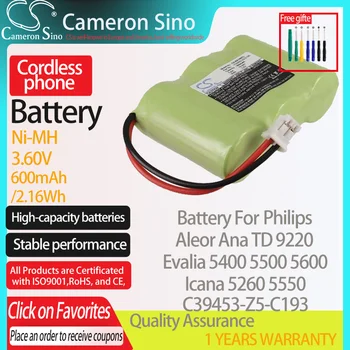 CameronSino Bateria para Philips Evalia 5400 Aleor Ana TD 9220 Icana 5260 se encaixa Siemens C39453-Z5-C193 telefone sem fio Bateria