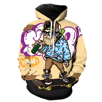 Cartoon Skate Homens Hoodies Streetwear Manga Longa Frio Com Capuz Casacos de Moda Engraçado Unisex 2022 Venda Quente Casual Hip Hop