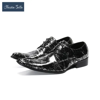 Christia Bella Designer De Festa De Impressão Homens Sapatos Oxford De Couro Genuíno De Casamento Sapatos Brogue Laço De Negócios Brogue Calçados