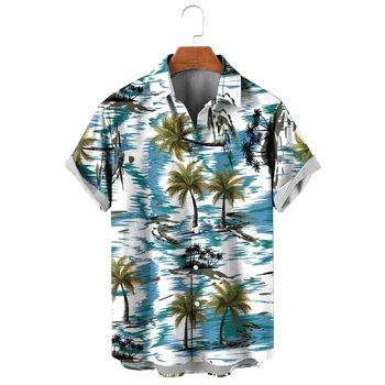 CLOOCL Polinésia Camisas de Praia Havaiana Coco Grove Beach Art Camisa Gráfico 3D Tops Ropa Hombre Homens Vestuário