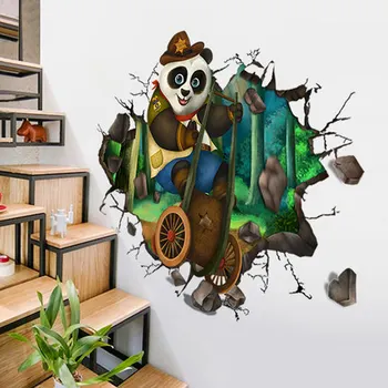 Creative 3D Panda Adesivo de Parede dos desenhos animados Cartaz Animal de Auto-colar papel de Parede de Parede Fotos De Sala de estar Dormitório Adesivos de Parede
