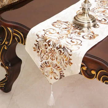 CYJ de Veludo bronzeamento cetim Europeu de estilo barroco corredor da tabela de ouro jantar tapete de casamento decoração da casa de luxo tabela impressa bandeira