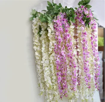 De 1,8 M de comprimento Elegante de Seda Branca Flor Wisteria Vinha de Vime DIY Garland Para o Casamento peças Centrais da Decoração da Casa Ornamento