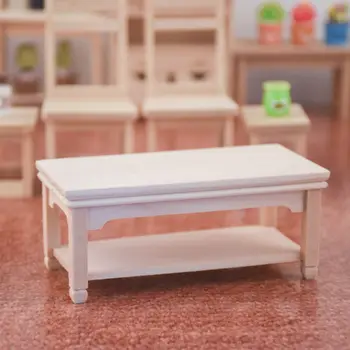 Decoração DIY Brinquedos Mini Mesa de Chá Móveis de Simulação de Móveis de Casa de bonecas em Miniatura Mesa de Café de Madeira Móveis de Modelo