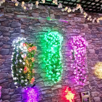 DIODO emissor de Violeta, Flor de Luz da C.C. 12V Adaptador Alimentado seqüência de luzes de fadas para a festa de casamento decoraitons 264pcs luzes 80cm artificial