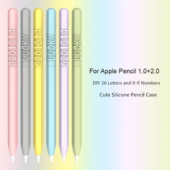Doces bonito do Silicone da Cor do Lápis de Caso Para a Apple Lápis 2/1 Para Tablet iPad Caneta de Toque Engraçado DIY Número da Carta de Cobertura de Proteção