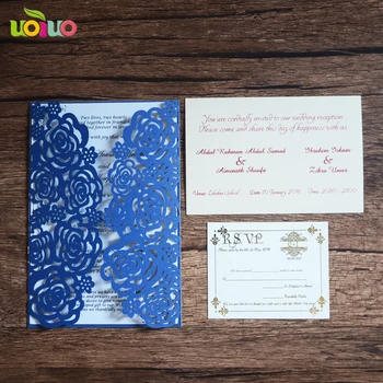 Elegante, corte a laser floral cartão de Convite de casamento, convite de casamento criativo cartão de mangas