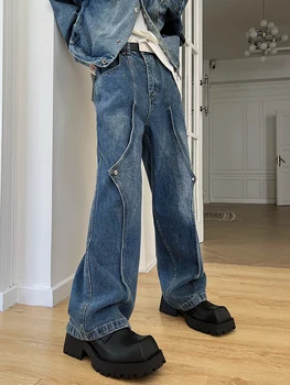 Europeia Duplo Luxo camadas Vintage Puro algodão, Denim, calças de streetwear Y2k trouses calças largas pantalones hombre
