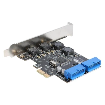 Frente PCI-E Para 19/20 Pino Adaptador Desktop USB 3.0 PCI Express para placas de Expansão