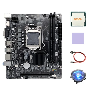 H110 placa-Mãe do Computador LGA1151 Motherboard Suporta Memória DDR4 Com G3900 CPU+Ventilador de Refrigeração+Mudar+Cabo de Almofada Térmica