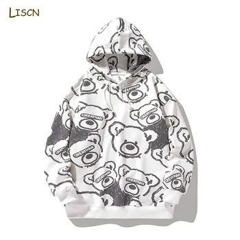 Homens De Inverno Com Capuz 2022 Nova Coreano Moda Ursinho Hooded Sweat Com Capuz Branco De Lã Manter Aquecido Blusão De Moletom Para Homens