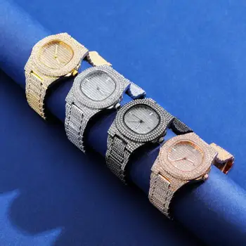 Homens E Mulheres de Luxo de Ouro de Aço Inoxidável Relógios de 2021 Nova Marca de Luxo Diamante-conjunto Simples de Moda Relógio Com Calendário