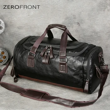 Homens portátil de couro de grande capacidade e bolsa de viagem curta distância de viagem, saco de viagem única bolsa de ombro tendência