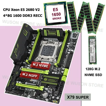 HUANANZHI X79 Super placa Mãe ATX com 128G NVME M. 2 SSD Grande Marca RAM 32G 4*8G REG ECC CPU Xeon E5 1650 C2 3.2 GHz Melhor Combinação