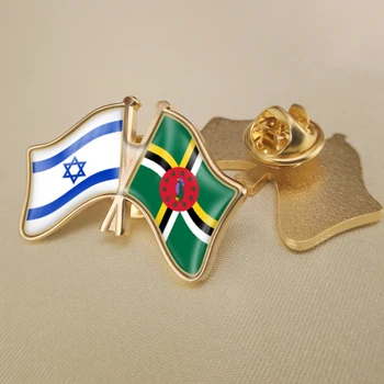 Israel e Dominica Cruzado Duplo Amizade Bandeiras Alfinetes de Lapela Broche de Crachás