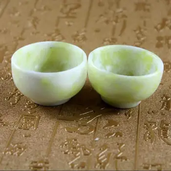 Jade Copos,Chinês mão esculpida em Jade Copos de Chá,Natural Jade pequenas Taças de Chá 2PC