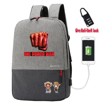 Japão anime um soco homem Mochila adolescentes Anti-roubo de Carregamento USB Knapsac UNISEX Portátil bolsa de Viagem mochila do aluno livro de Sacos de