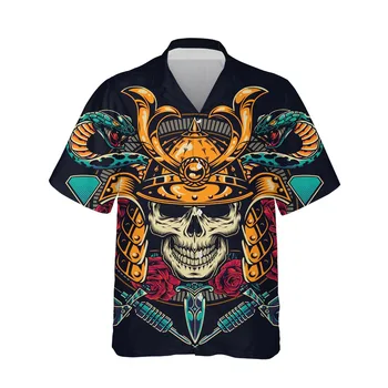 Jumeast Crânio Blusas Camisa dos Homens do Gótico Impressão de Halloween Festival Roupas Oversized Shirts Para os Homens a Moda Streetwear Roupas