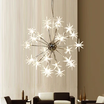 LED Candelabro Romântico floco de neve luminária Nórdicos Estrelas Lustres de cristal Sala cozinha, a Iluminação do Candelabro Fixtur