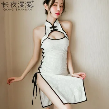 Lingerie Sexy para mulheres sentido de atrair roupas feitas da república da China sentimento amoroso lado do garfo ocos cheongsam